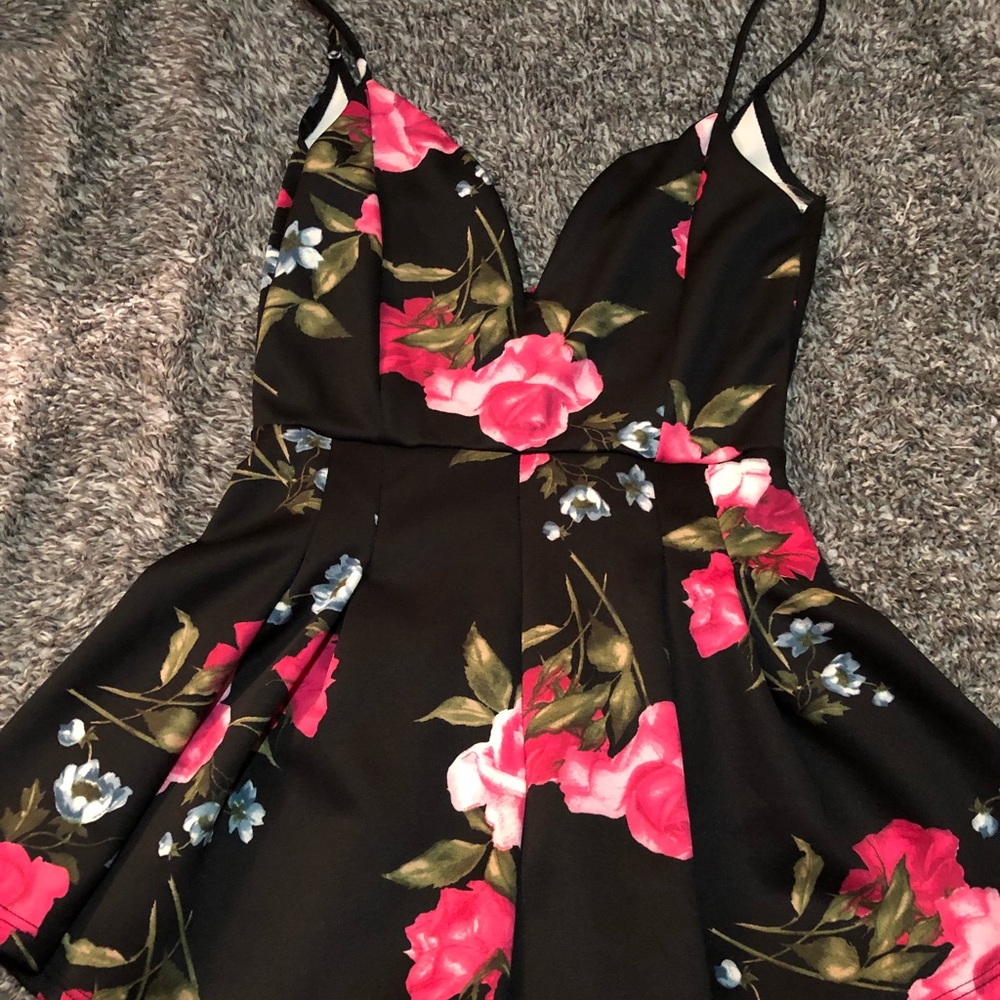 Black floral romper